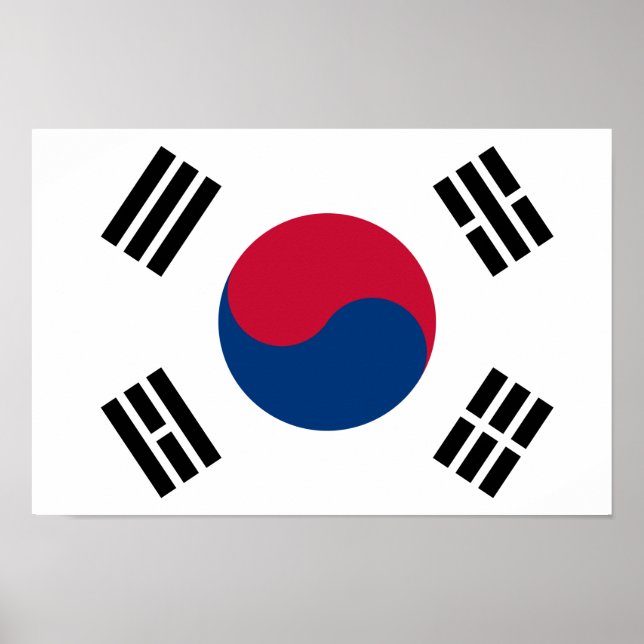Sydkoreansk Flagga Poster - 16,50 x 11 tum (Framsidan)