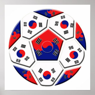 Sydkoreansk fotbollbollflagga av Korea gåvor Poster