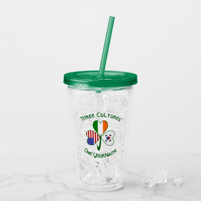 Sydkoreansk irländsk amerikansk flagg Shamrock Per Take Away Mugg (Baksida Ice)