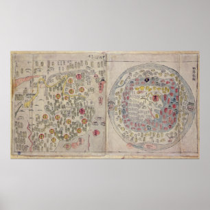 Sydkoreansk världskarta poster