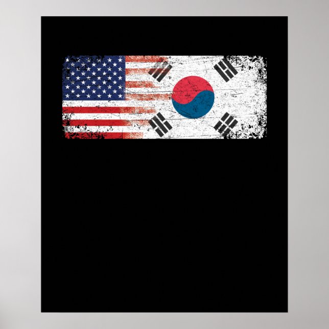 Sydkoreanska amerikanska Flagga Poster (Framsidan)