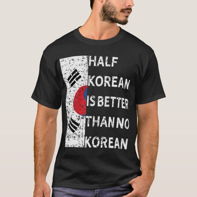Sydkoreanska amerikanska Shirt Funny, halv sydkore T (Framsida)