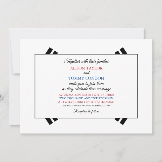 Sydkoreanska Flagga, Flagga Sydkorea Bröllop Inbjudningar (Framsida)