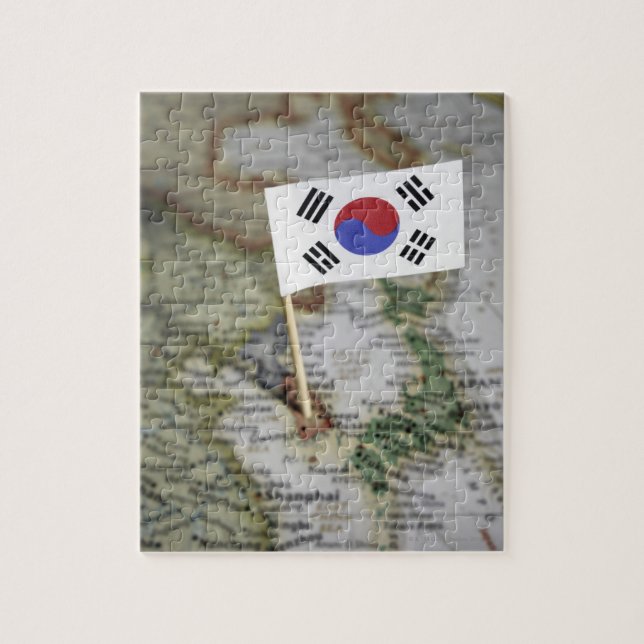 Sydkoreanska flagga i karta pussel (Vertikal)