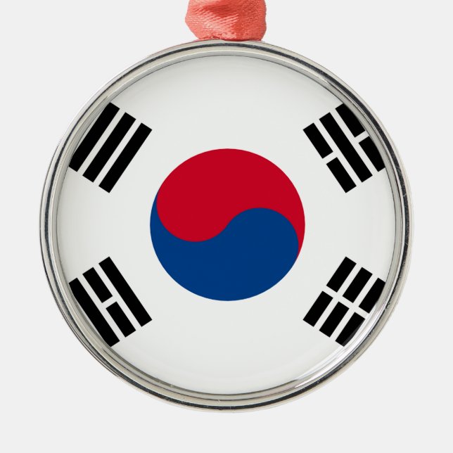 Sydkoreanska Flagga Julgransprydnad Metall (Framsidan)