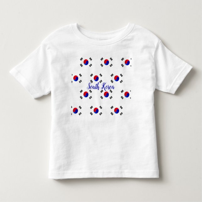 Sydkoreanska Flagga Patterned T Shirt (Framsida)