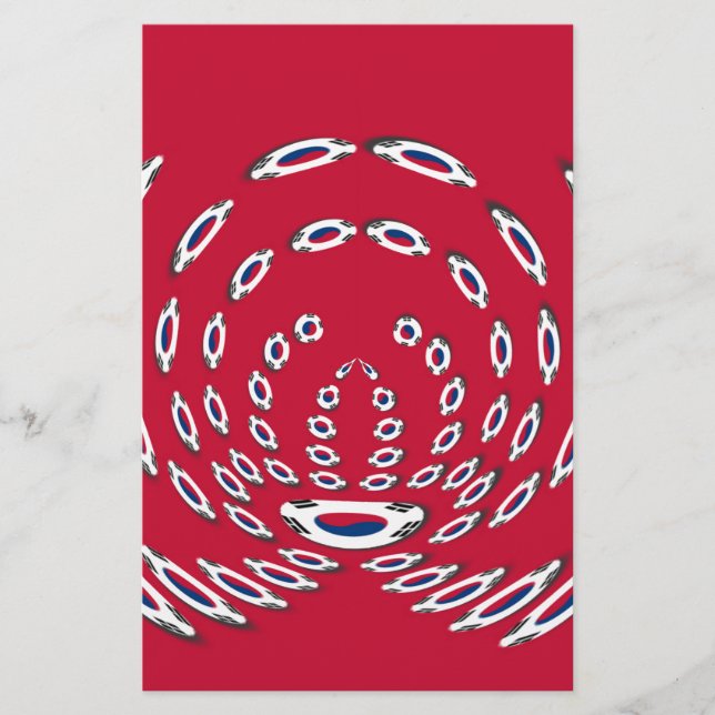 Sydkoreanska Flagga Polka dots: A Blommigt Twist Brevpapper (Framsida)