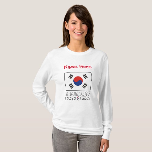 Sydkoreanska Flagga Red Personalize T Shirt (Hel framsida)