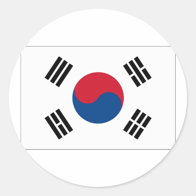 Sydkoreanska Flagga Runt Klistermärke (Framsida)