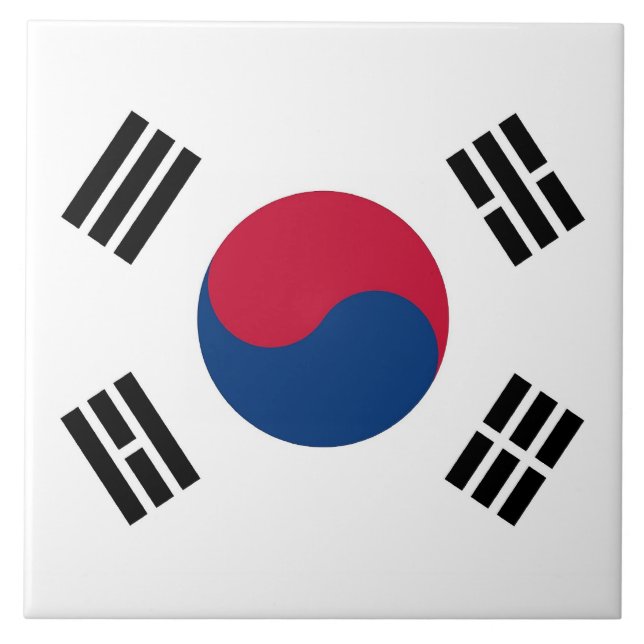 Sydkoreanska Flagga Tile Kakelplatta (Framsidan)