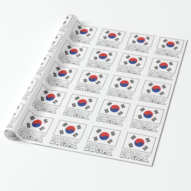 Sydkoreanska Flagga Tiled Presentpapper (Utrullad)