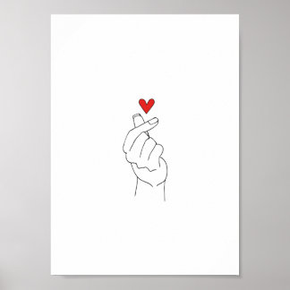 sydkoreanska Poster av Finger Heart (projektionsyt