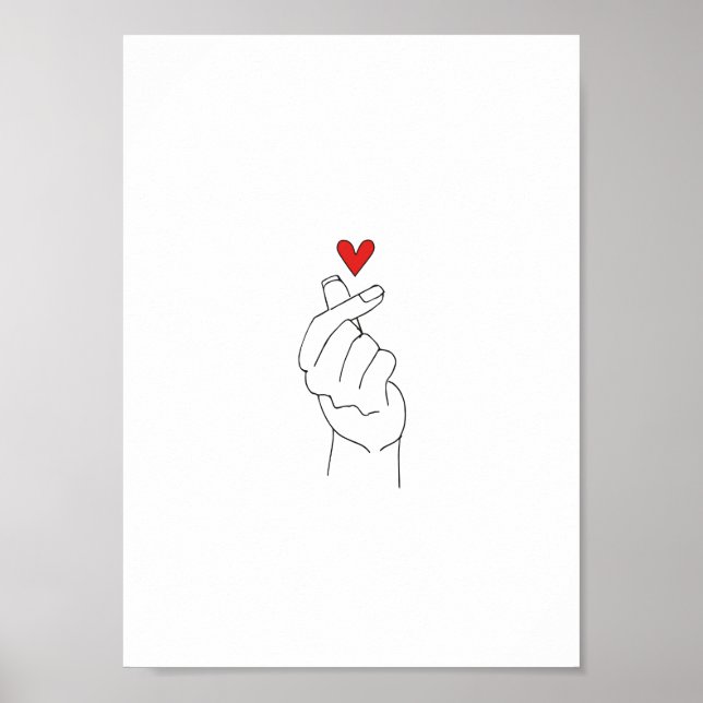 sydkoreanska Poster av Finger Heart (projektionsyt (Framsidan)