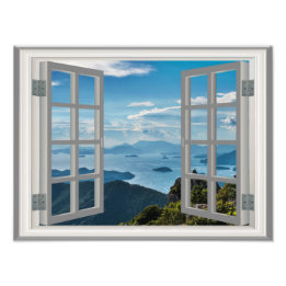 Sydkoreanska skotska oceanen Misty Blue Asian Moun Fototryck