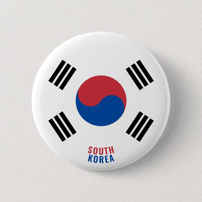 Sydkoreas Flagga Charming Patriotic Button Knapp (Framsida)