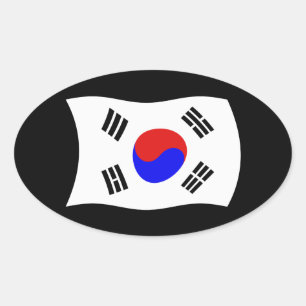Sydkoreas flagga dekal ovalt klistermärke