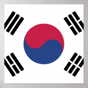 Sydkoreas Flagga Emblem Poster