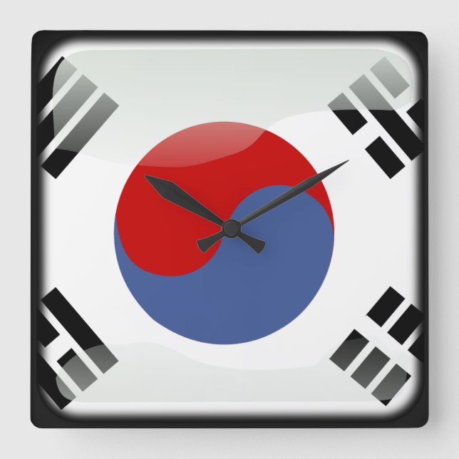 Sydkoreas flagga fyrkantig klocka (Framsida)