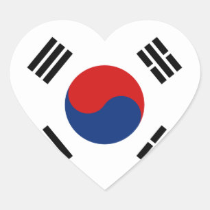 Sydkoreas Flagga Heart Sticker Hjärtformat Klistermärke