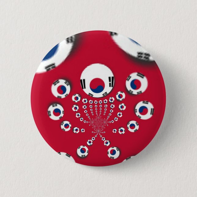 Sydkoreas Flagga Kaleidoscope Art-utskrift Knapp (Framsida)