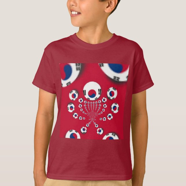 Sydkoreas Flagga Kaleidoscope Art-utskrift T Shirt (Framsida)