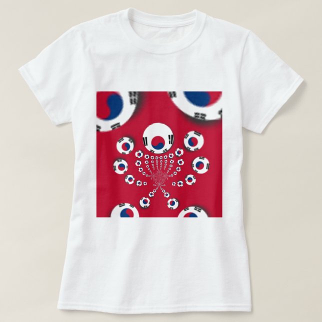 Sydkoreas Flagga Kaleidoscope Art-utskrift T-shirt (Design framsida)