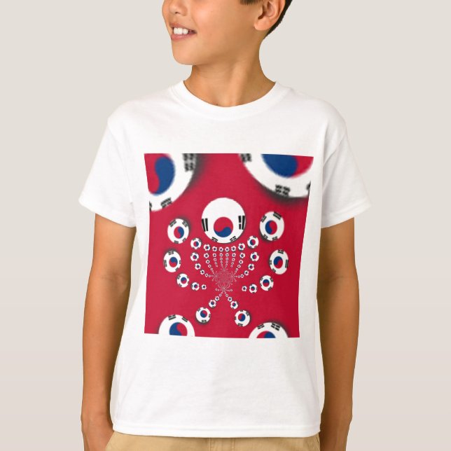 Sydkoreas Flagga Kaleidoscope Art-utskrift T Shirt (Framsida)