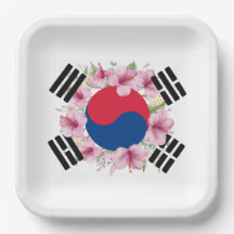 Sydkoreas Flagga Mugunghwa Papper Plate
