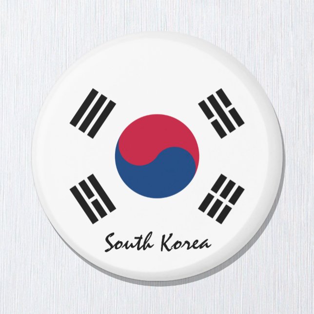 Sydkoreas flagga och Asien - resor/sportfantaster Magnet (Skapare uppladdad)