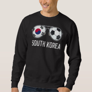 Sydkoreas Flagga och fotboll Sunglass Sydkorea Lång Ärmad Tröja