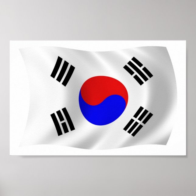 Sydkoreas Flagga Poster Skriv ut (Framsidan)