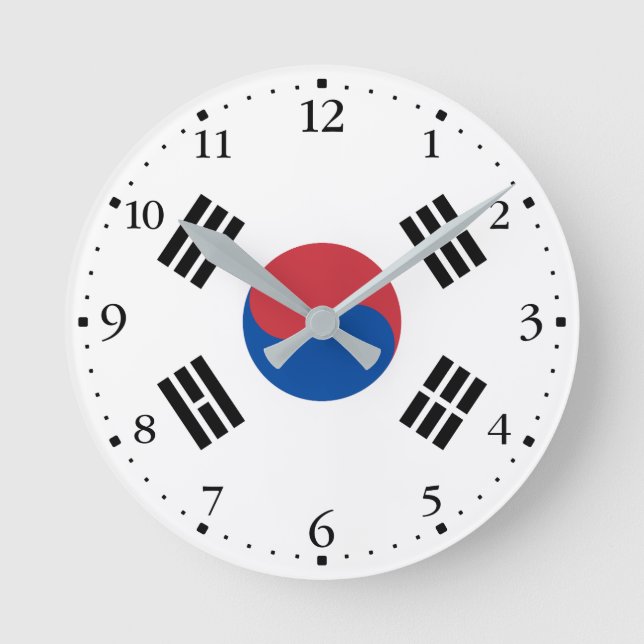 Sydkoreas flagga rund klocka (Framsida)