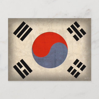 Sydkoreas flagga slitna vykort