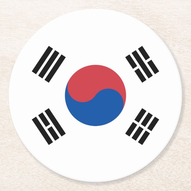 Sydkoreas flagga underlägg papper rund (Framsidan)
