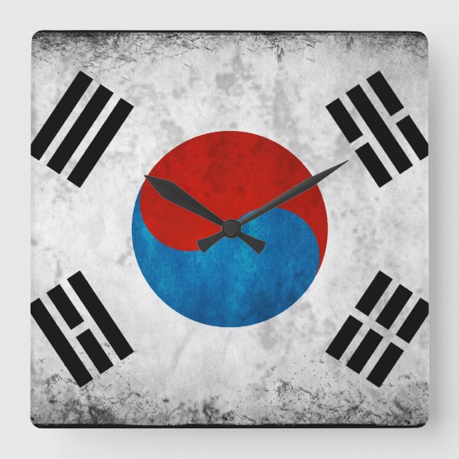 Sydkoreas Flagga Vintage Fyrkantig Klocka (Framsida)