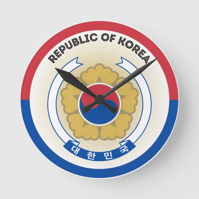 Sydkoreas nationella Emblem Circle Shape Rund Klocka (Framsida)