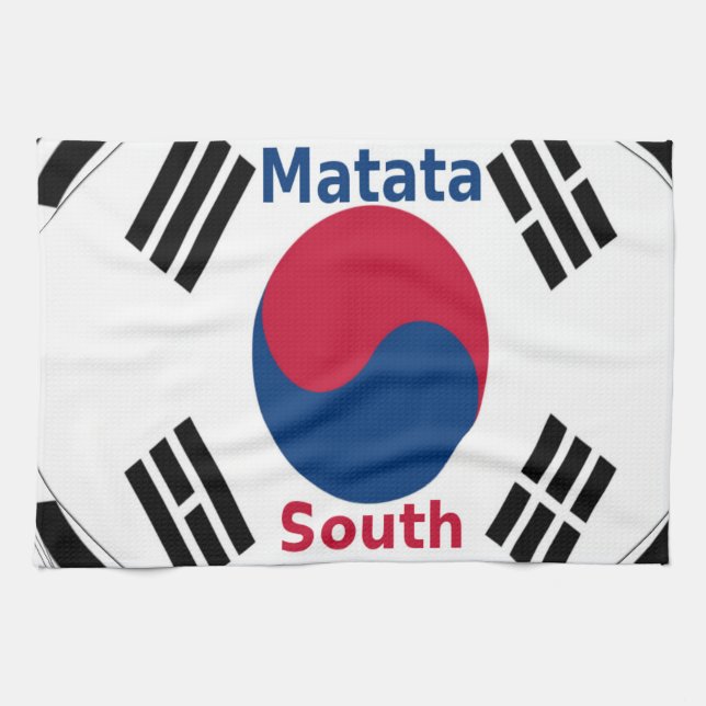 Sydkoreas nationella Flagga Färg Art Print/Graphic Kökshandduk (Horisontell)