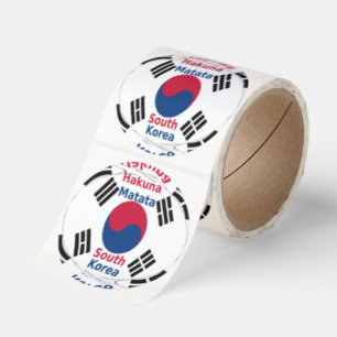 Sydkoreas nationella Flagga Färg Art Print/Graphic Runt Klistermärke