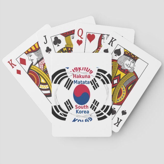 Sydkoreas nationella Flagga Färg Art Print/Graphic Spel Kort (Baksidan)
