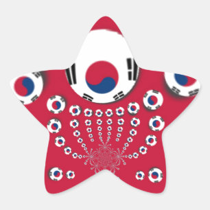Sydkoreas nationella flagga: koreansk Taegeukgi-st Stjärnformat Klistermärke