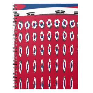 Sydkoreas Polka Dot Flagga Art Design: En röd bas Anteckningsbok