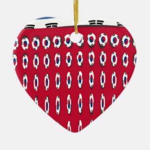 Sydkoreas Polka Dot Flagga Art Design: En röd bas Julgransprydnad Keramik