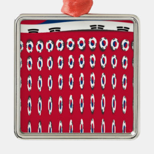 Sydkoreas Polka Dot Flagga Art Design: En röd bas Julgransprydnad Metall