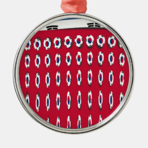 Sydkoreas Polka Dot Flagga Art Design: En röd bas Julgransprydnad Metall