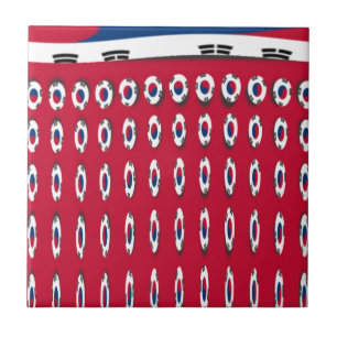 Sydkoreas Polka Dot Flagga Art Design: En röd bas Kakelplatta