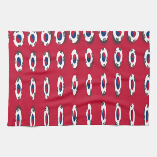 Sydkoreas Polka Dot Flagga Art Design: En röd bas Kökshandduk