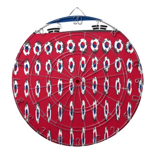 Sydkoreas Polka Dot Flagga Art Design: En röd bas Piltavla (Framsidan)