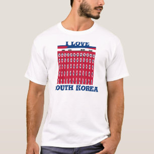 Sydkoreas Polka Dot Flagga Art Design: En röd bas T-shirt