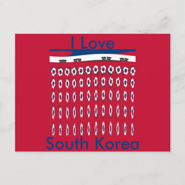 Sydkoreas Polka Dot Flagga Art Design: En röd bas Vykort (Framsida)