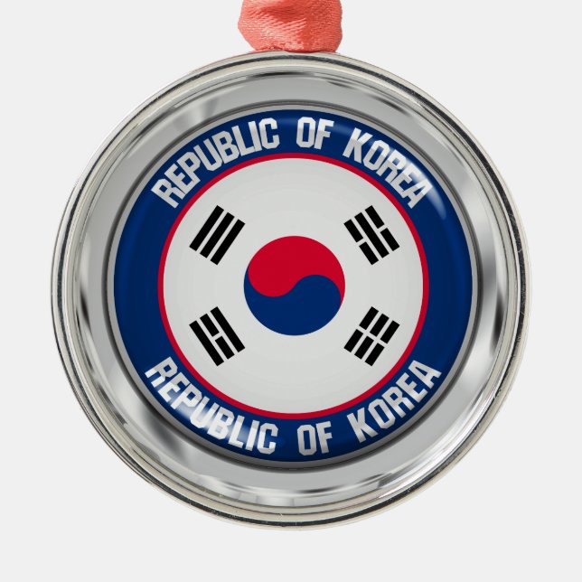 Sydkoreas Round Emblem Julgransprydnad Metall (Framsidan)